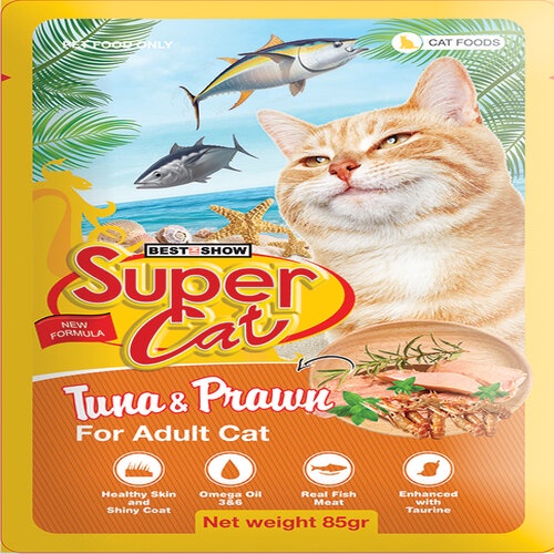 Best In Show Supercat Tuna & Prawn Pouch 85gr