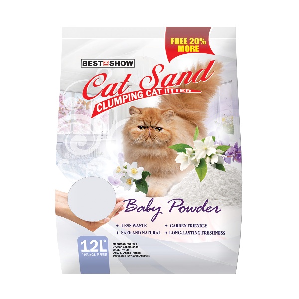 Best In Show Cat Sand Baby Powder 12Lt-Pasir Kucing 9kg